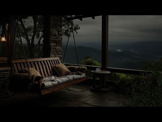 Cosy Off Grid Mountain Cabin Rainy Ambience | Thunderstorm, Thunder, Rain Sounds for sleep | 3 HOURS