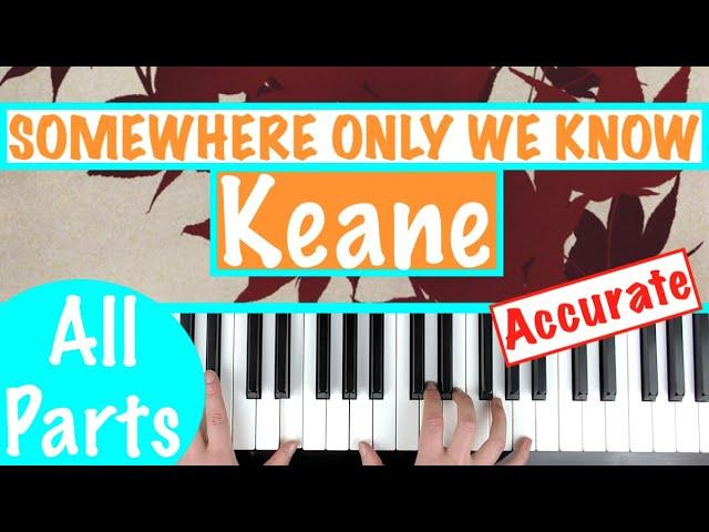 How to play SOMEWHERE ONLY WE KNOW - Keane Piano Tutorial Chords Accompaniment