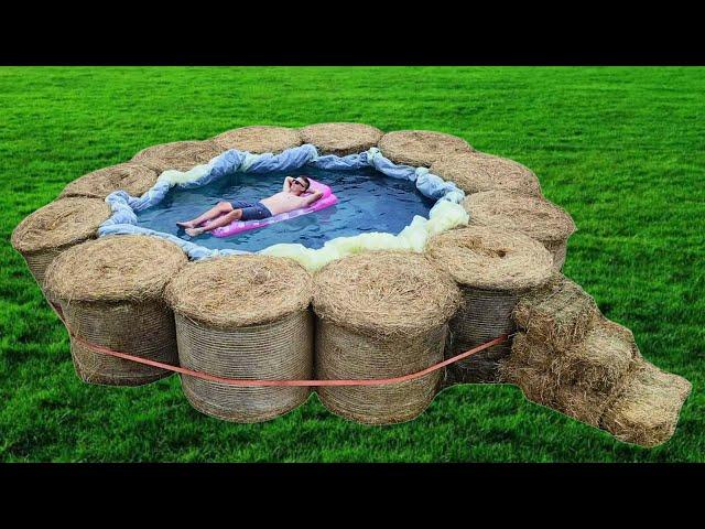 Homemade POOL From HAY BALLS !?