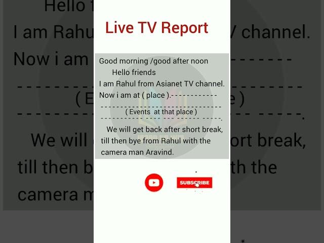 Live TV Report Format |Report format |speaking practice #exam #learning #study #class #shorts #short