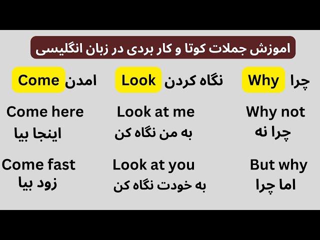 اموزش جملات کوتا و کار بردی برای مکالمه| English short sentences for daily use|  #learnenglish