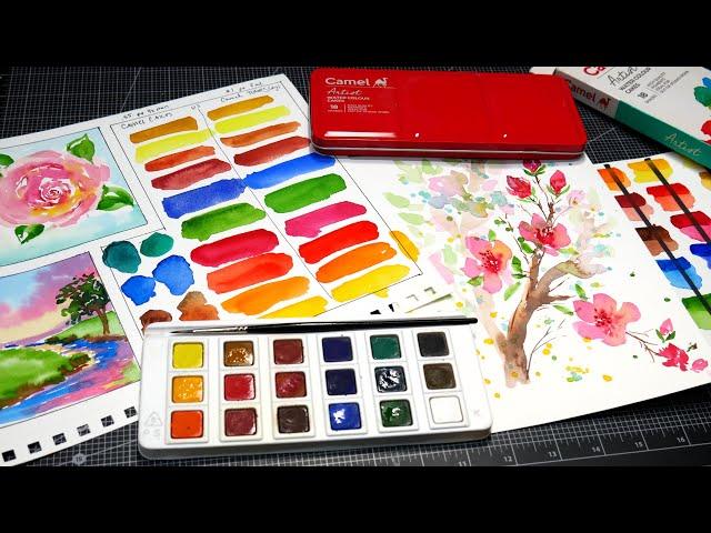 A Hidden Gem? $10 for 18 colors! Camel Artist Watercolor Cakes Review (and tube comparison)