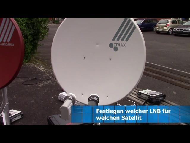 Ausrichten auf Astra 19,2°E und Eutelsat Hotbird 13°E mit einem Parabolspiegel und 2 separaten LNB