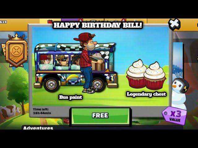 Hill climb racing 2 - Happy birthday bill & Free Bus paint  . #hillclimbracing2 #hcr2