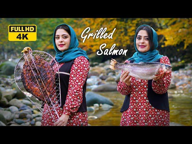 Grilled Salmon in the REAL PARADISE | #village_lifestyle of Iran