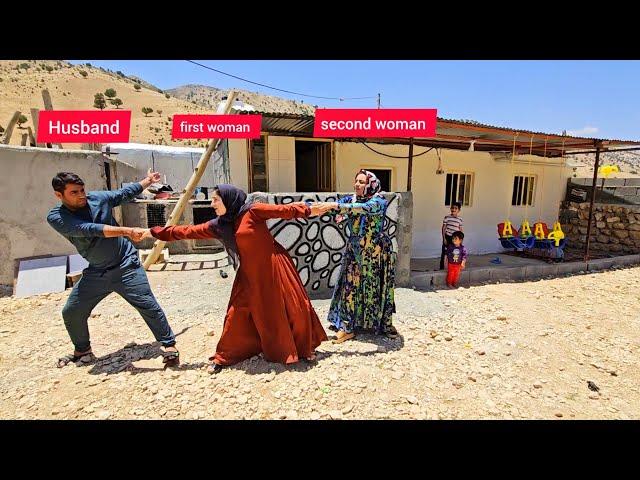 Husband (mr.rahmat ) throws evil first wife out of the house & peace returns with second wife