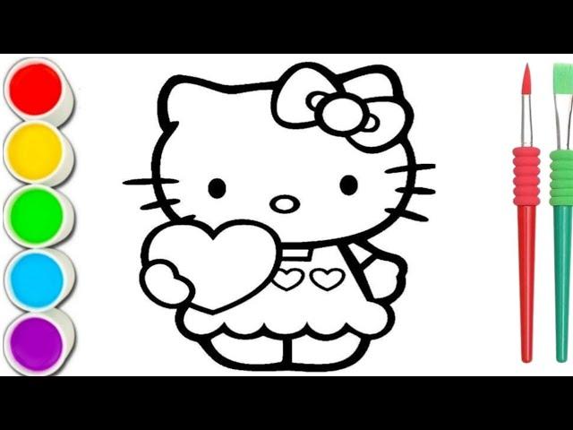 How To Draw cute cat & kitty Drawing, Painting & Coloring For Kids and Toddlers_ Child Art #kitty