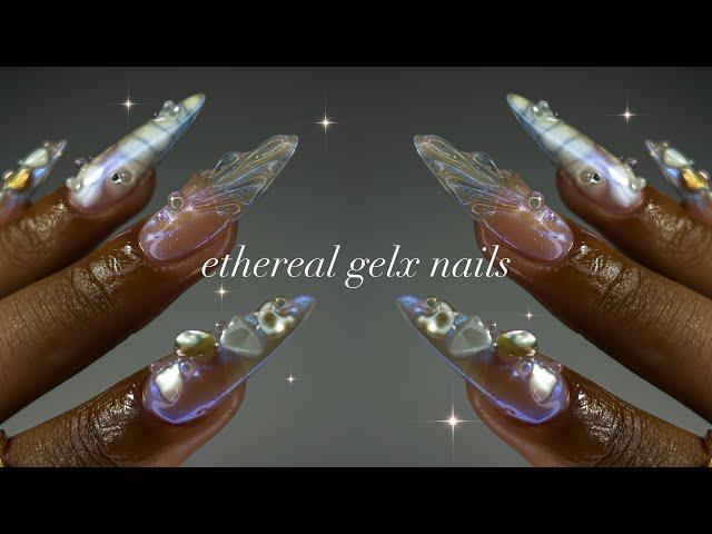 Ethereal GelX Nails🫧| beginner-friendly extensions + magical nail art!