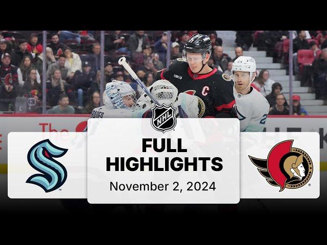 NHL Highlights | Kraken vs. Senators - November 2, 2024