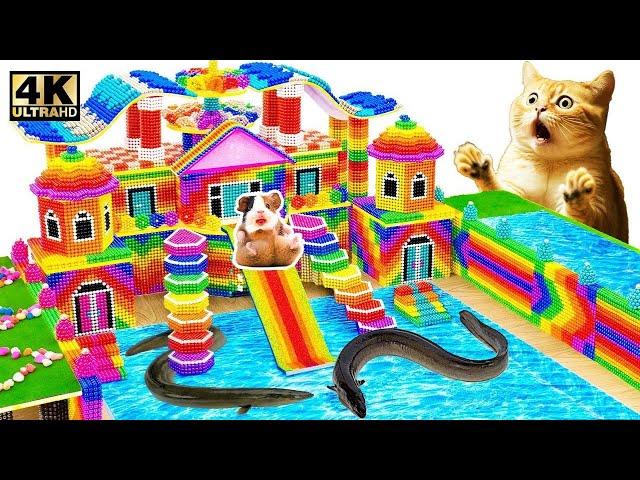 My 95 Days Building The BEST Mansion And Fish Pond For Little Baby Monkey From Magnetic Balls