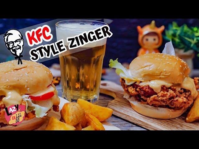 KFC Style Zinger Burger Recipe with Zinger Sauce | Spicy Crispy Chicken Burger