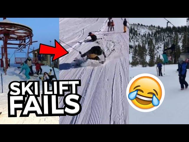 FUNNIEST Ski Lift Fails | Skiers & Snowboarders Falling Off Ski Lifts 