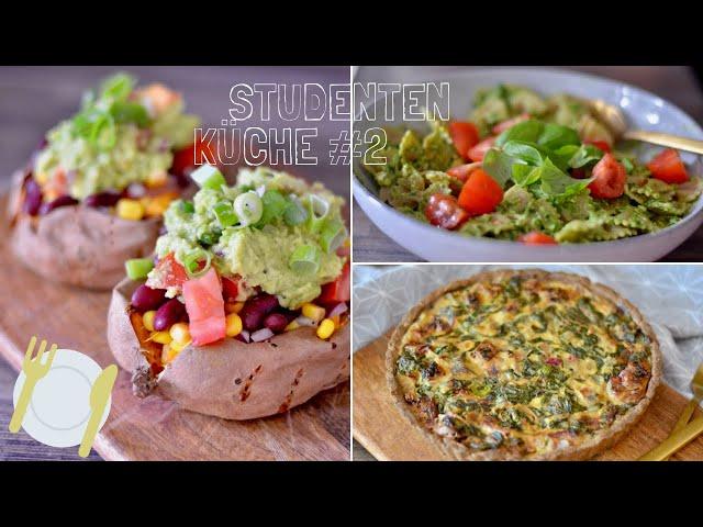 STUDENTENKÜCHE #2 | 3 leckere, gesunde Rezepte | Quiche, Pesto, Gefüllte Süßkartoffel | Charlotte K.