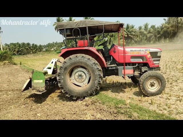 Mahindra Arjun novo 605 goes to coconut land pulling in rotavator performance | mohantractor'slife