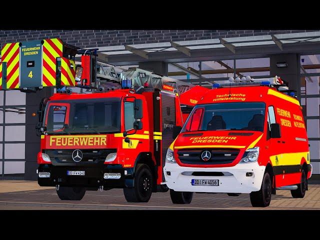 Emergency Call 112 - Dresden Fire Brigade Truck and Firefighter Rapid on Duty! 4K