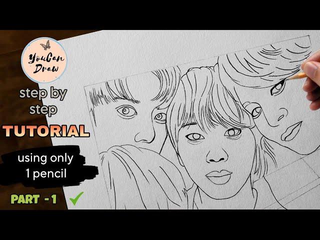 BTS Group Drawing Tutorial | BTS All Member Drawing | How to draw BTS members | YouCanDraw