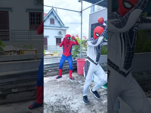 Black Spider-Man saves friend from giant monsters | Maxmin Ngw   #spiderman #shorts