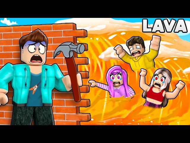 BUILD TO SURVIVE MAX LEVEL LAVA TSUNAMI IN ROBLOX !!