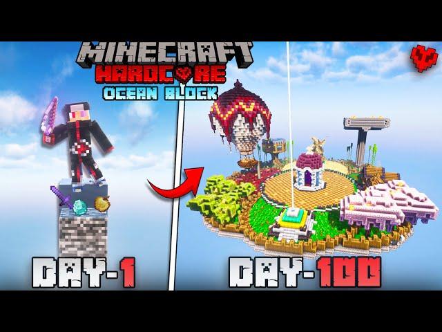 Surviving 100 Days on ONE OCEAN BLOCK  in minecraft Hardcore !! ( HINDI )