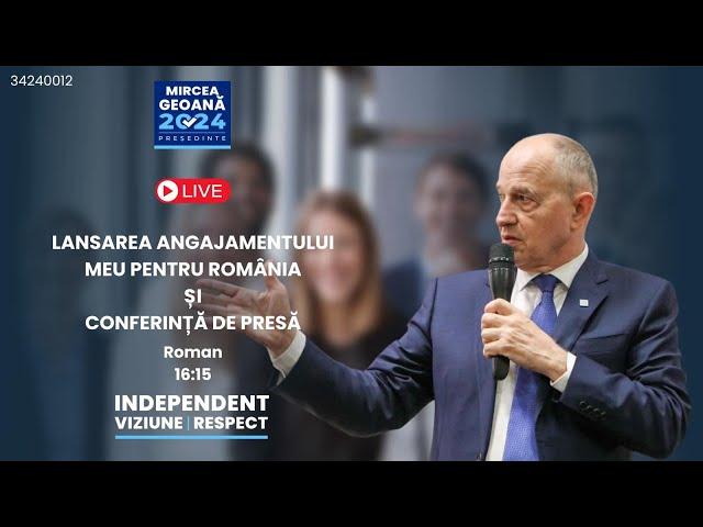 LIVE DE LA ROMAN - Lansarea Angajamentului meu pentru România și Conferință de presă.