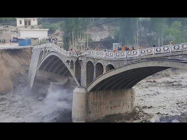 Pakistan bridge is swept away in severe flash flooding