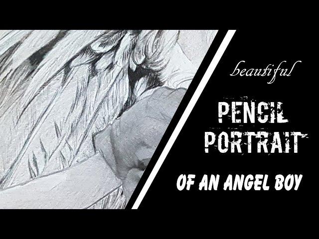 Charcoal Portrait Drawing of an angel boy (Timelapse, Work in Progress)