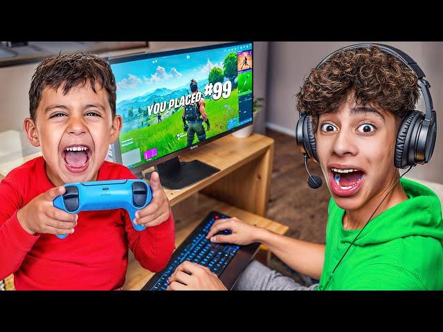 my Little Brother CONTROLS my Fortnite Game 