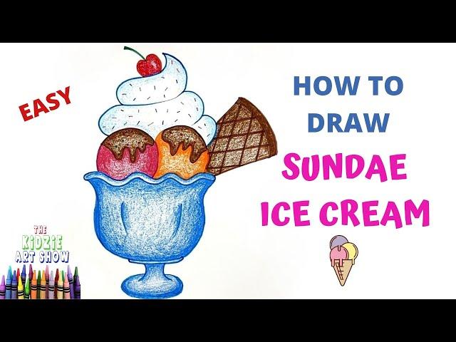 How to draw Sundae Ice Cream step by step easy. Color shading video of a Sundae Ice Cream