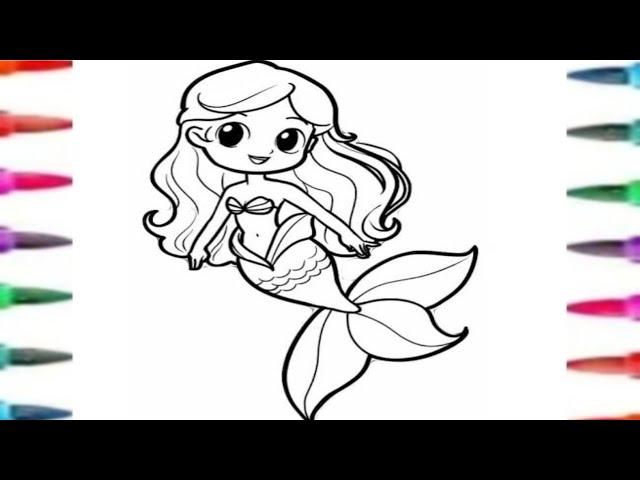 Cute mermaid for kids  |mermaid princess drawing |easy and beautiful drawing