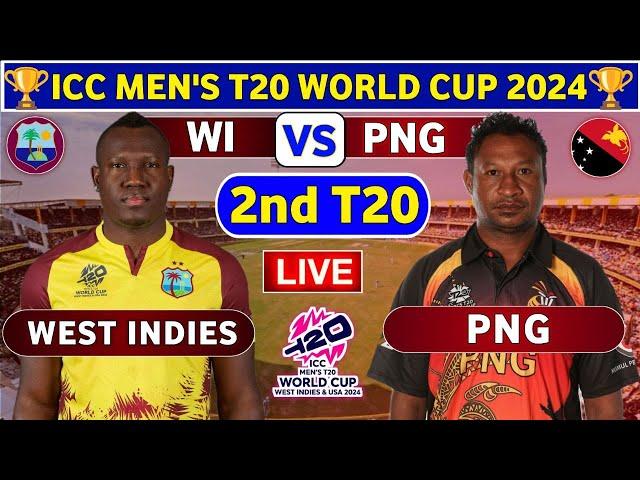 West Indies vs PNG, 2nd t20 Match World Cup 2024 | WI vs PNG 2nd T20 Live Score & Commentary