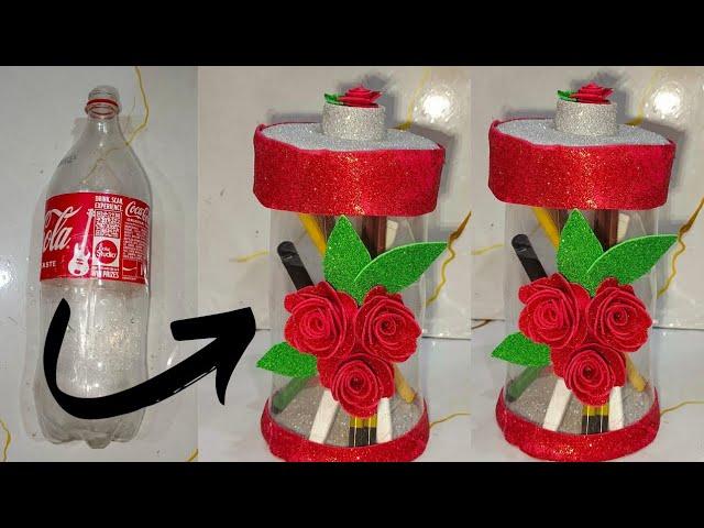 empty plastic bottle craft ideas|| Storage Box With Empty Plastic Bottle ||pen holder making||