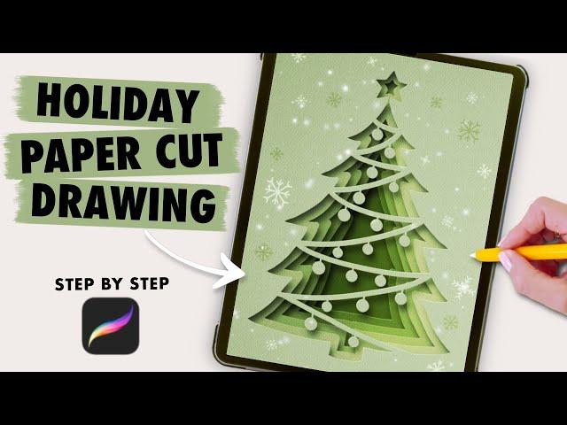 Procreate Drawing for Beginners | Easy Christmas Paper Cut Out Tutorial (step by step)