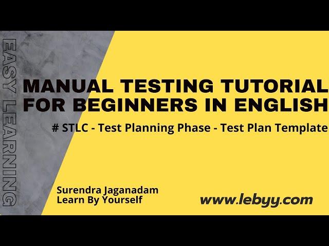 Test Planning Phase :: Test Plan template | Manual Testing Tutorial for Beginners