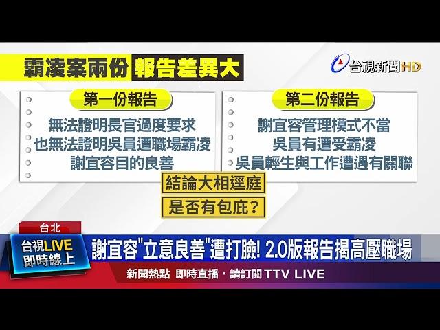 逆轉！ 勞部調查報告2.0認霸凌 列謝宜容「9罪狀」