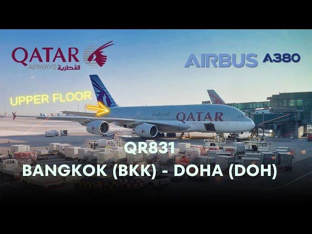 QATAR Airways Airbus A380 QR831 | 4K TRIP REPORT |  | Economy Class upper |  Bangkok BKK - Doha DOH