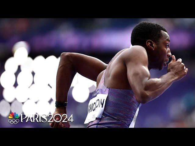 Erriyon Knighton takes top spot in men's 200m semifinal heat | Paris Olympics | NBC Sports