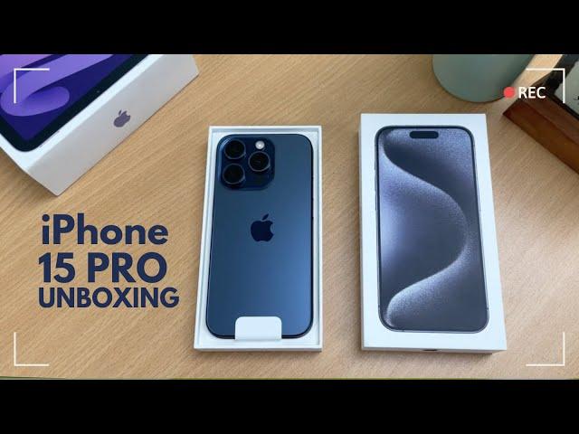Unbox and setup iPhone 15 Pro Titanium Blue | EveryJuan Studio