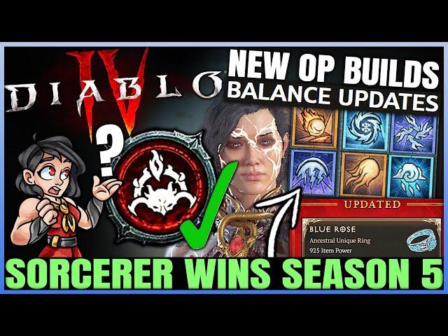 Diablo 4 - Sorcerer = Best Class in Season 5 Now - Best Builds, OP Buffs & Unique Changes Breakdown!