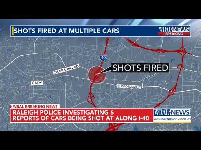 Raleigh police investigating 6 reports of cars being shot at along I-40