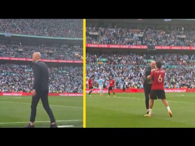 Lisandro Martinez and Erik ten Hag's Emotional Moment After FA Cup Victory