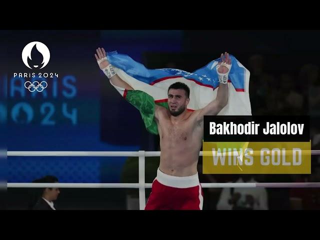 Uzbekistan's  Bakhodir Jalolov wins gold in the men's +92kg boxing final at the Paris 2024 Olympics