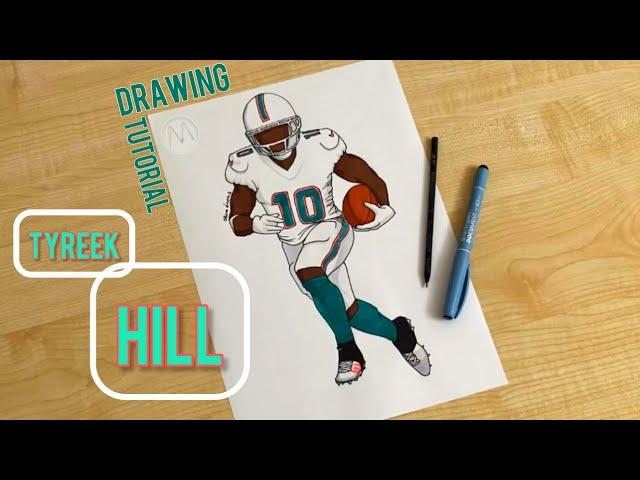 How to draw an American football player / How to draw Tyreek Hill from Miami Dolphins