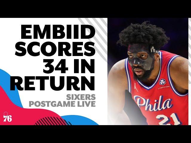 Masked Joel Embiid scores 34 points to lead Sixers over Hornets | Sixers Postgame Live