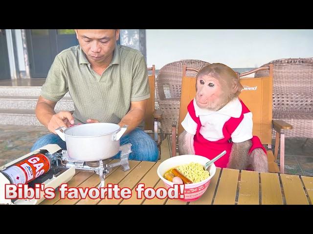 Bibi helps Uncle Phong cook his favorite instant noodles after cleaning up!