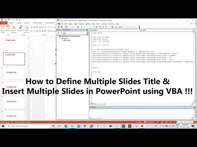 How to Define Multiple Slides Title & Insert Multiple Slides in PowerPoint using VBA !!!