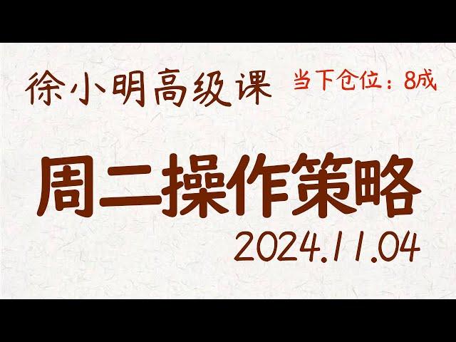 徐小明周二操作策略 | A股2024.11.04 大盘指数盘后行情分析 | 徐小明高级网络培训课程 | 每日收评 #徐小明 #技术面分析 #定量结构 #交易师