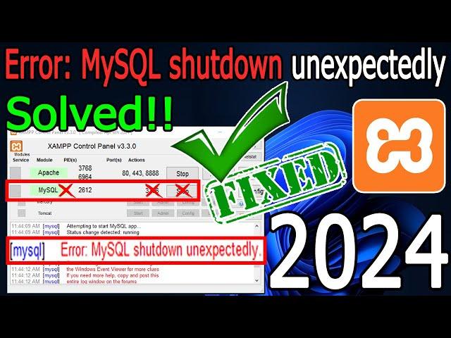 [Fixed] Xampp MySQL Shutdown Unexpectedly [2024 Update] Xampp MySQL not starting