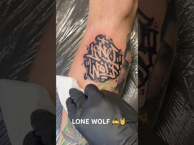 LONE WOLF graffiti hand style Tattoo. Original #graffiti #graffititattoo #tattoo  #nz  #letteringart