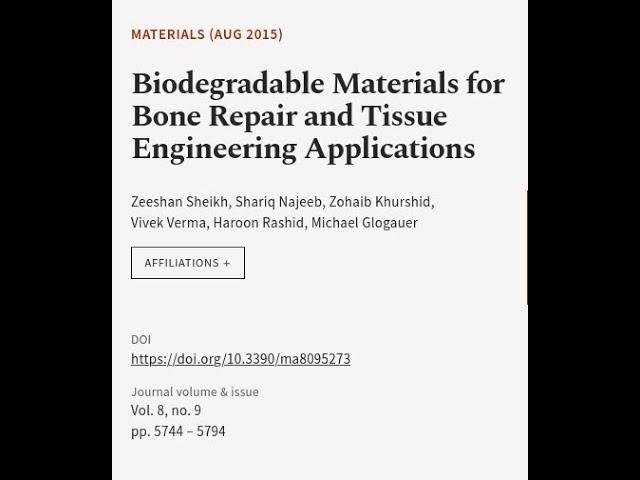 Biodegradable Materials for Bone Repair and  Tissue Engineering Applications | RTCL.TV