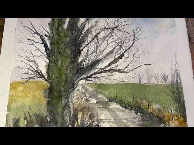 #painting a country lane in #watercolors!